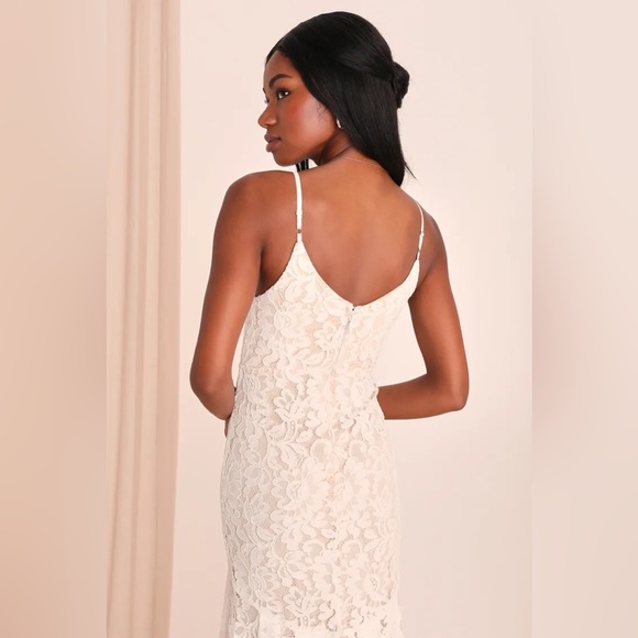 Lulu’s Flynn White Lace Maxi Wedding Dress Size S - Picture 11 of 14